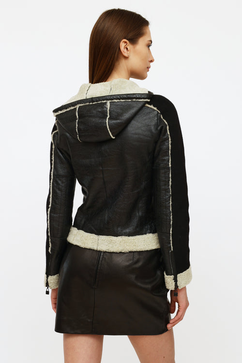 Chanel Black Leather & Shearling Jacket
