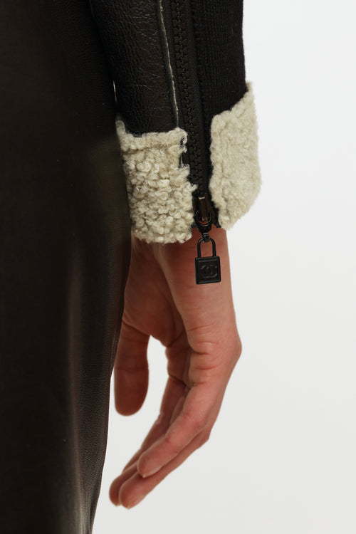 Chanel Black Leather & Shearling Jacket