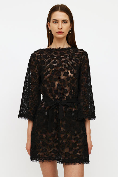 Chanel Black Knit Mesh Mini Dress