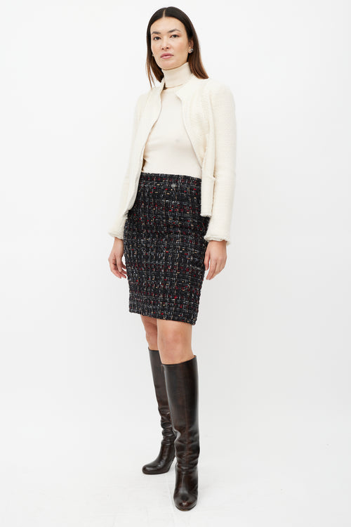 Chanel Black & Multicolour Wool Tweed Skirt