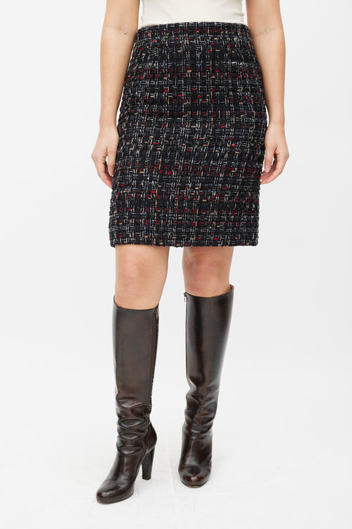 Chanel Black & Multicolour Wool Tweed Skirt