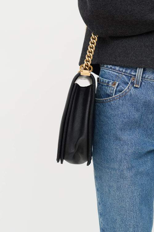 Chanel 2017 Leather Quilted Boy Bag