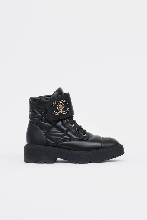 Chanel Quilted Combat Boot