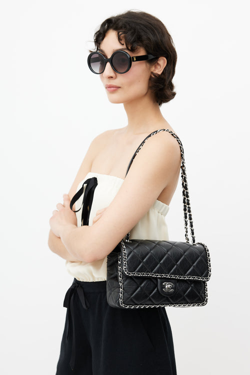 Chanel 2019 Black & Silver Medium Chain Around Crossbody Bag