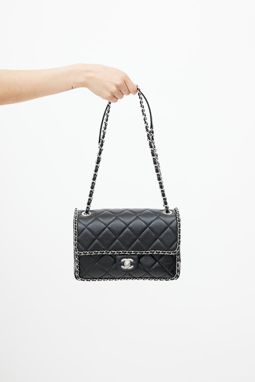 Chanel 2019 Black & Silver Medium Chain Around Crossbody Bag