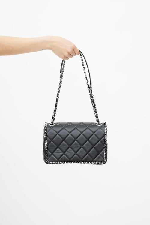Chanel 2019 Black & Silver Medium Chain Around Crossbody Bag