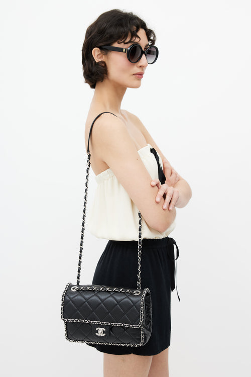 Chanel 2019 Black & Silver Medium Chain Around Crossbody Bag