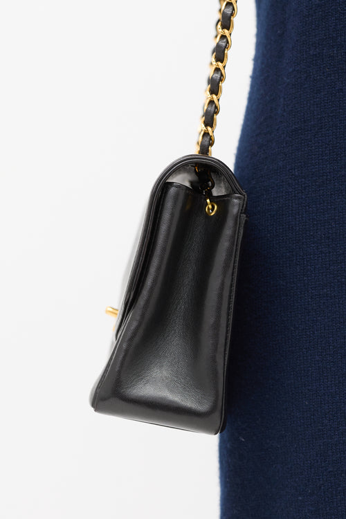 Chanel 1990s Black Leather Medium Diana Flap Bag