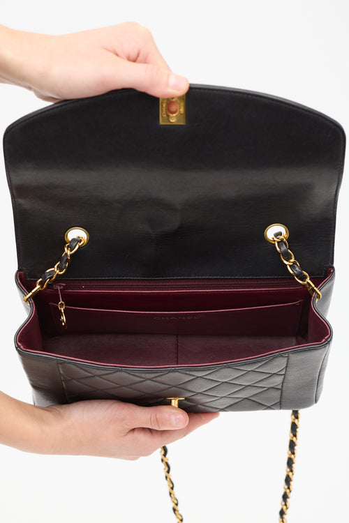 Chanel 1990s Black Leather Medium Diana Flap Bag