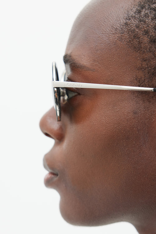 Chanel Black & Silver 4182 Circular Sunglasses