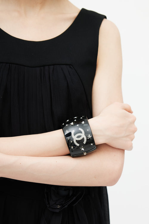 Chanel Spring 2008 Black & Silver Star Bangle
