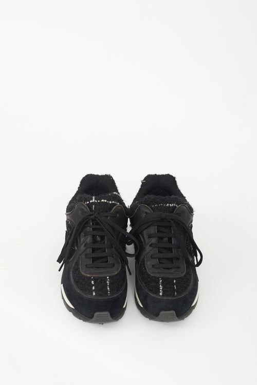Chanel Black Tweed & Leather Sneaker