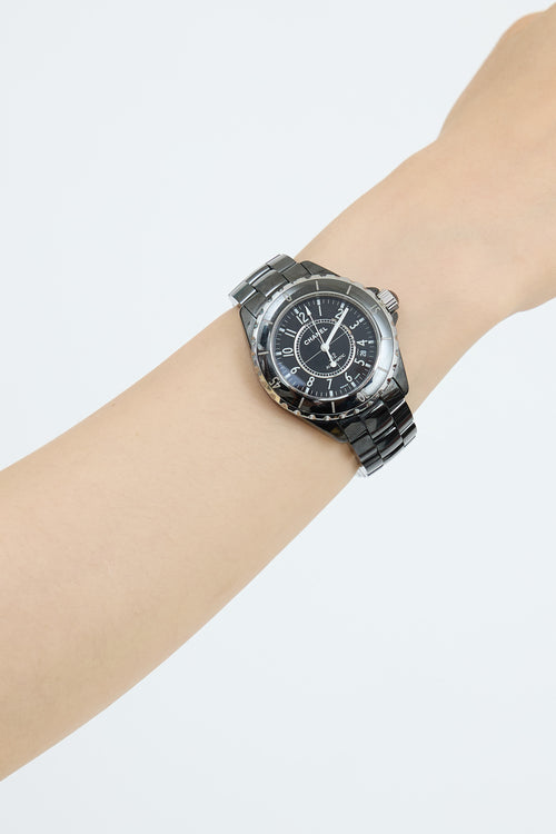 Chanel Black Steel & Diamond J12 38mm Watch
