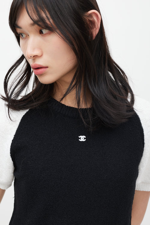 Chanel Black & White CC Short Sleeve Sweater
