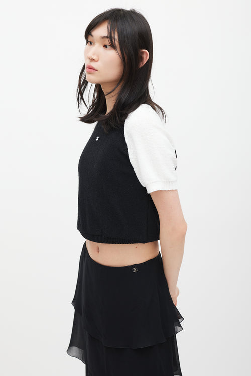 Chanel Black & White CC Short Sleeve Sweater