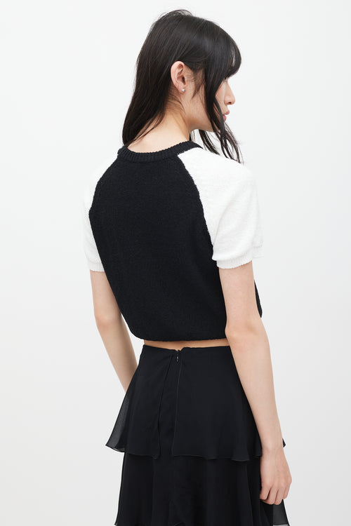 Chanel Black & White CC Short Sleeve Sweater