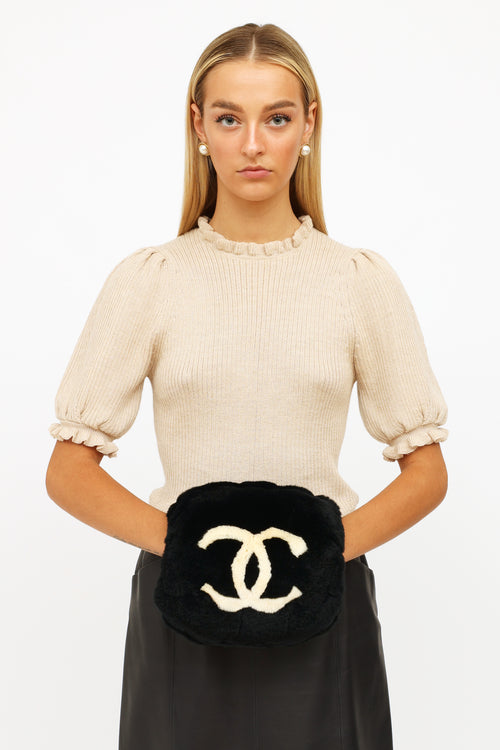 Chanel Black & White 2001 Logo Mitt Bag