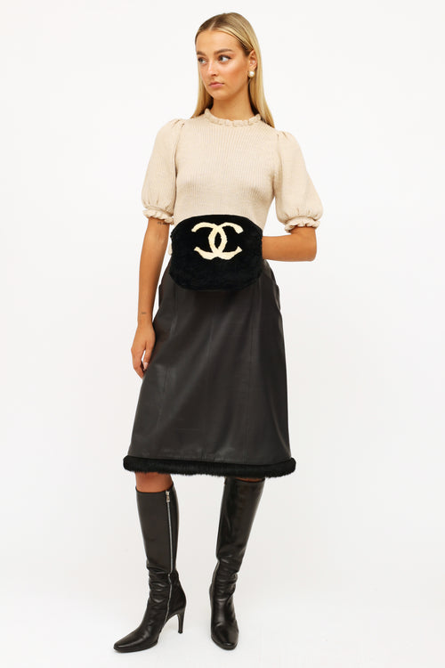 Chanel Black & White 2001 Logo Mitt Bag