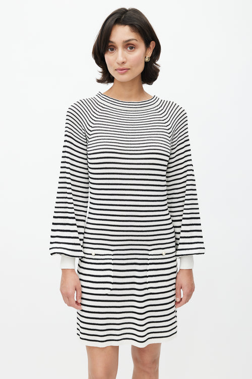 Chanel Black & White Knit Stripes Dress