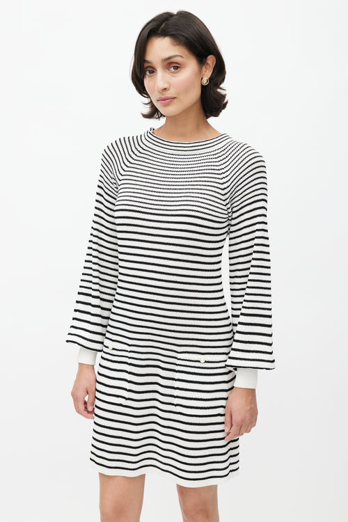 Chanel Black & White Knit Stripes Dress