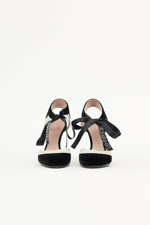 Chanel Black & White Velvet Ribbon Pump