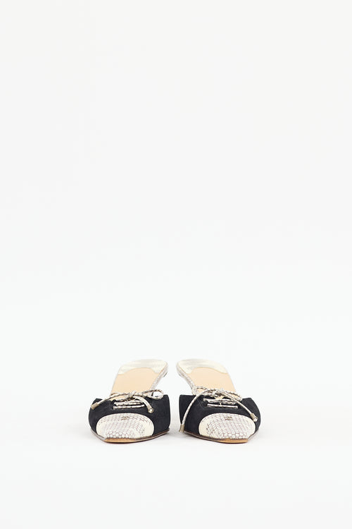 Chanel Black & Beige Textured Mule