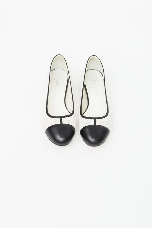 Chanel Black & White Lace Ballet Flat