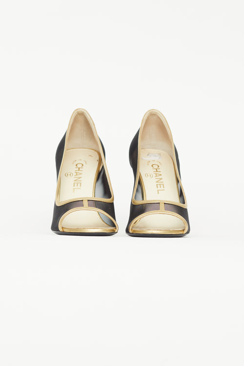Chanel Black & Gold Mesh Heel