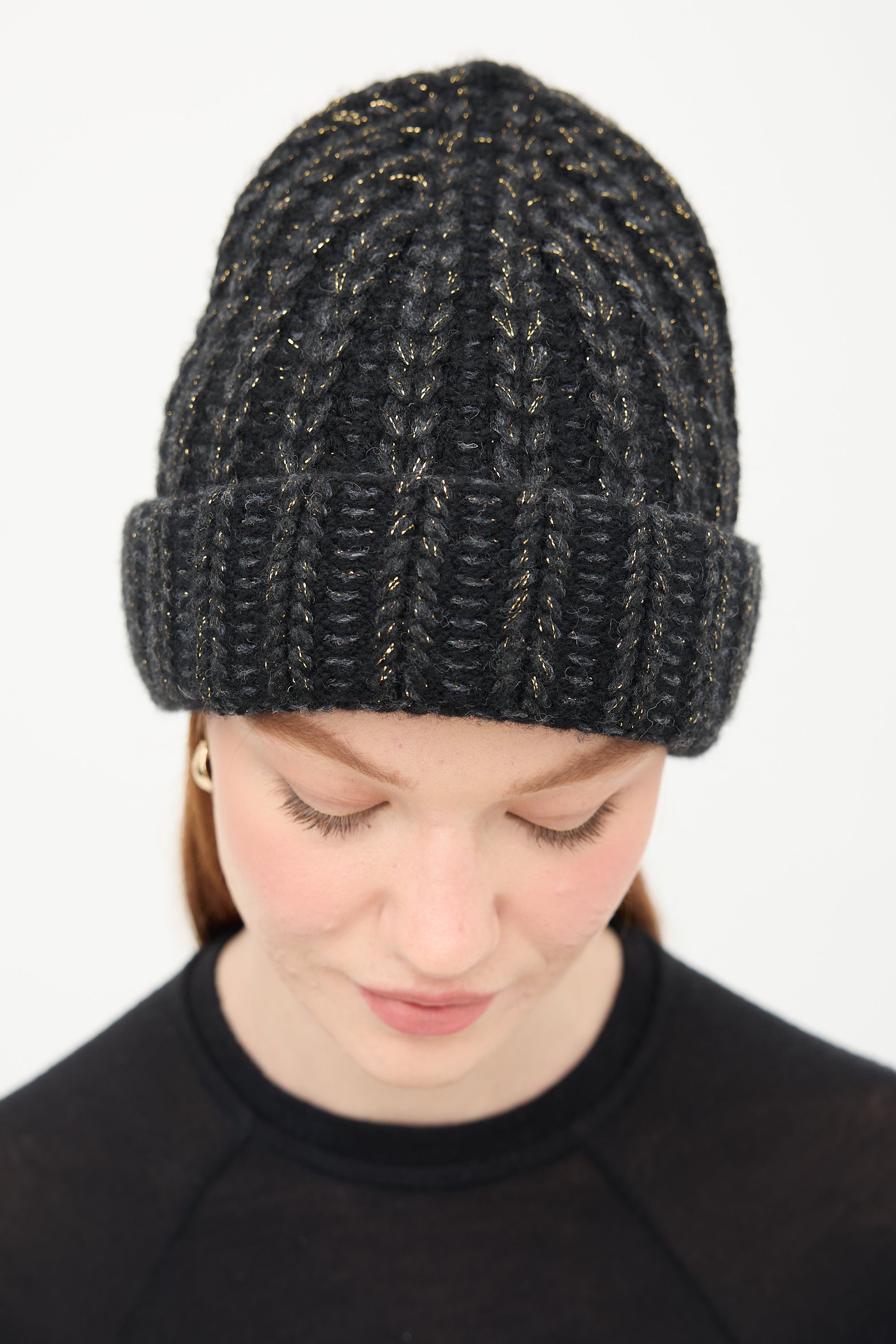Chanel Black & Multi Sparkly Knit Beanie