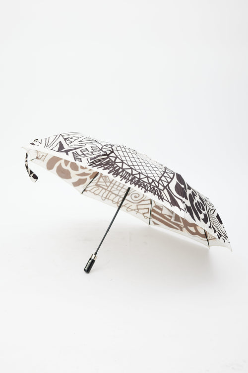 Chanel Black & White Graphic Print Umbrella