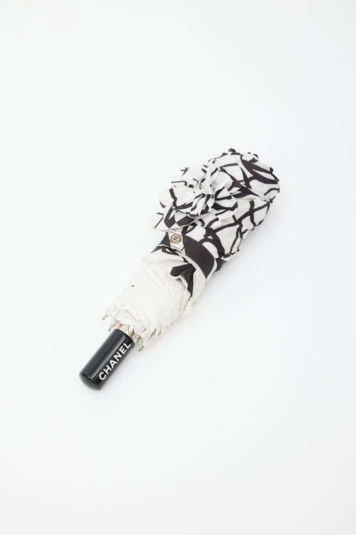 Chanel Black & White Graphic Print Umbrella