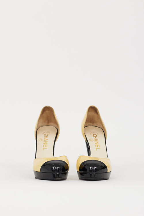 Chanel Yellow & Black Patent CC D'Orsay Pump