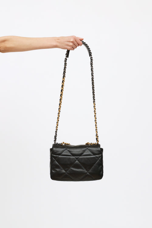 Chanel Black 19 Goatskin Small Quilted Flap Bag