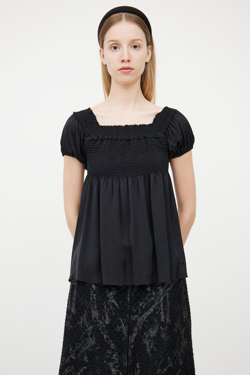 Chanel Fall 2005 Black Silk Smocked Top