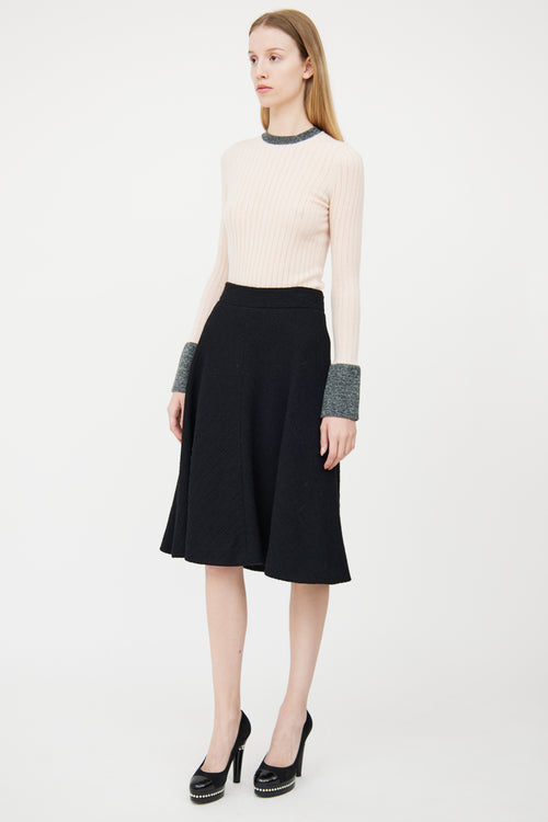 Chanel Fall 2009 Black Wool A Line Skirt