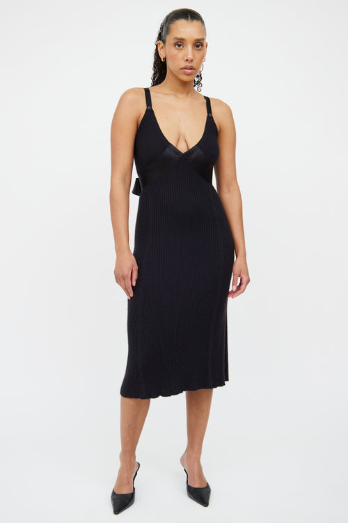 Chanel Black Cashmere & Silk Ribbed Dress