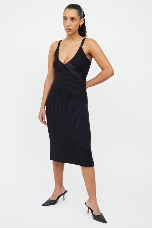 Chanel Black Cashmere & Silk Ribbed Dress