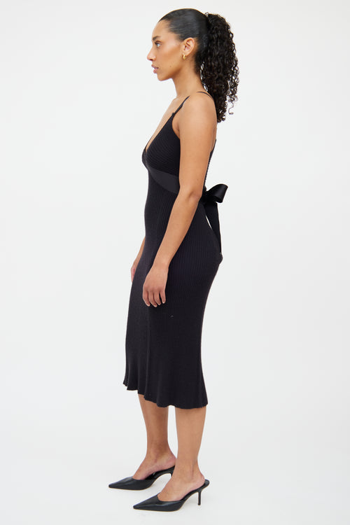 Chanel Black Cashmere & Silk Ribbed Dress