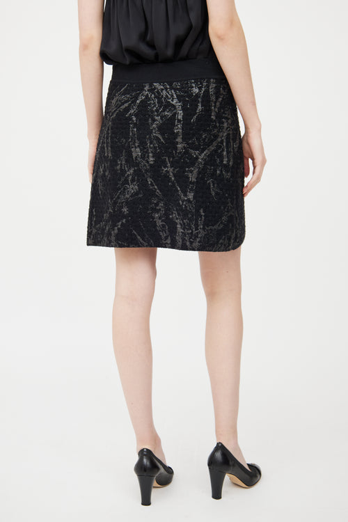 Chanel Black Marbled Knit Mini Skirt