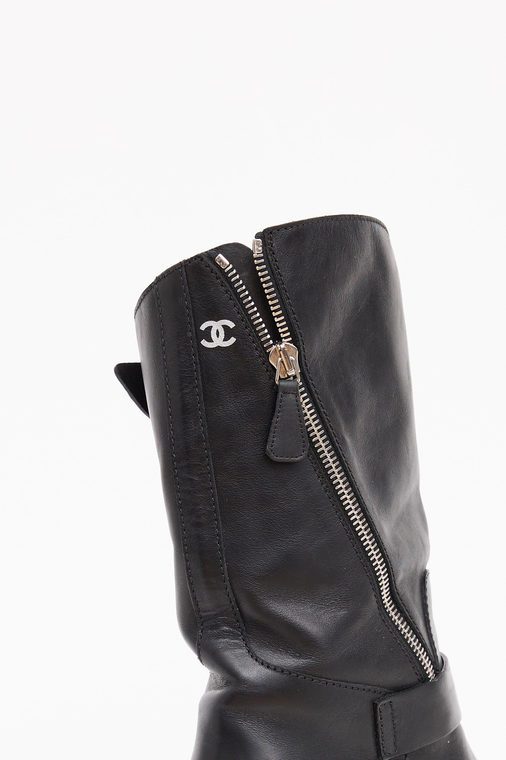 Chanel Leather CC Biker Boot