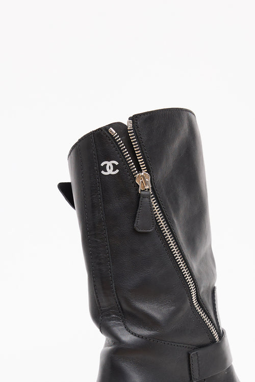 Chanel Leather CC Biker Boot