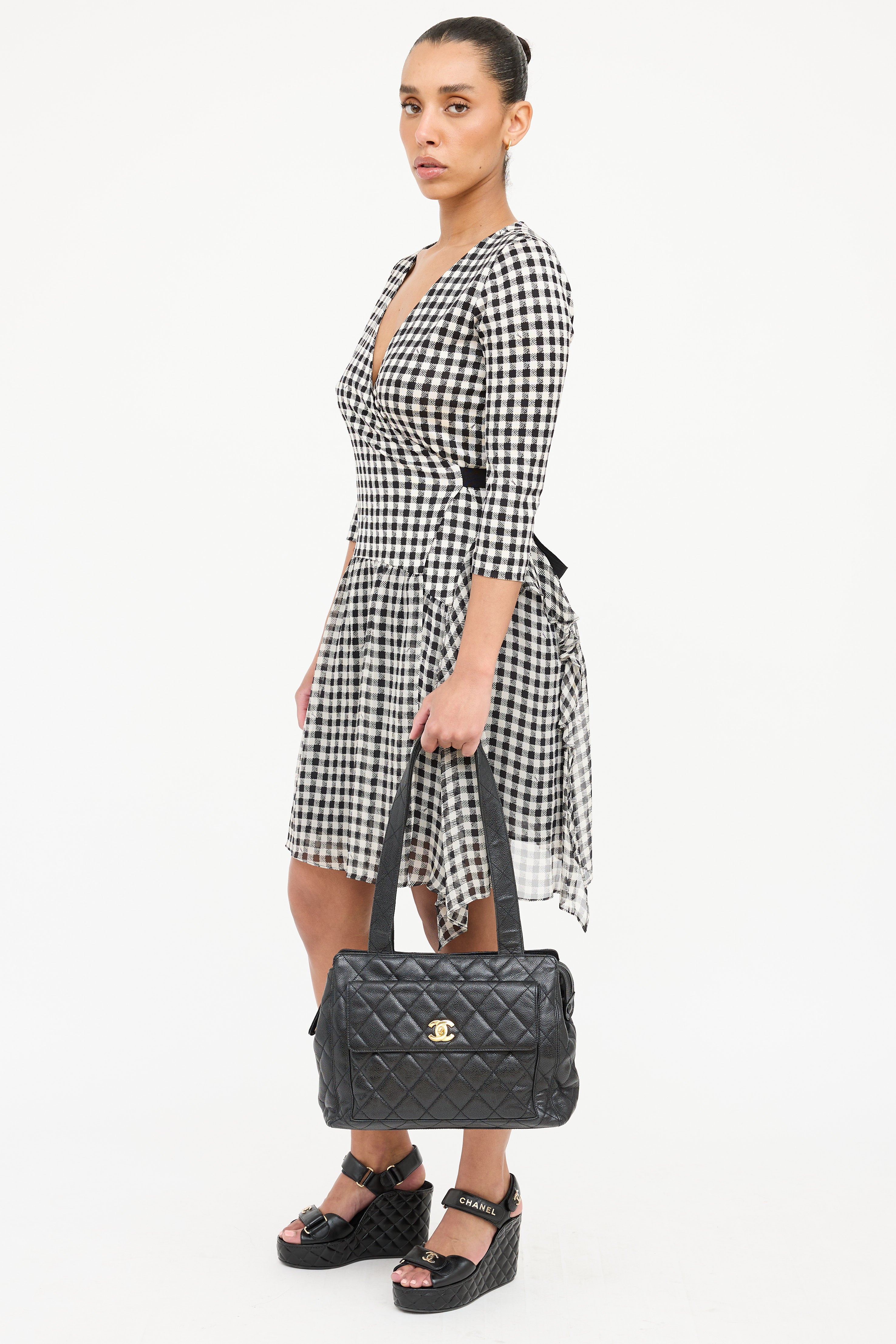 Chanel Pebbled Leather Tote Bag
