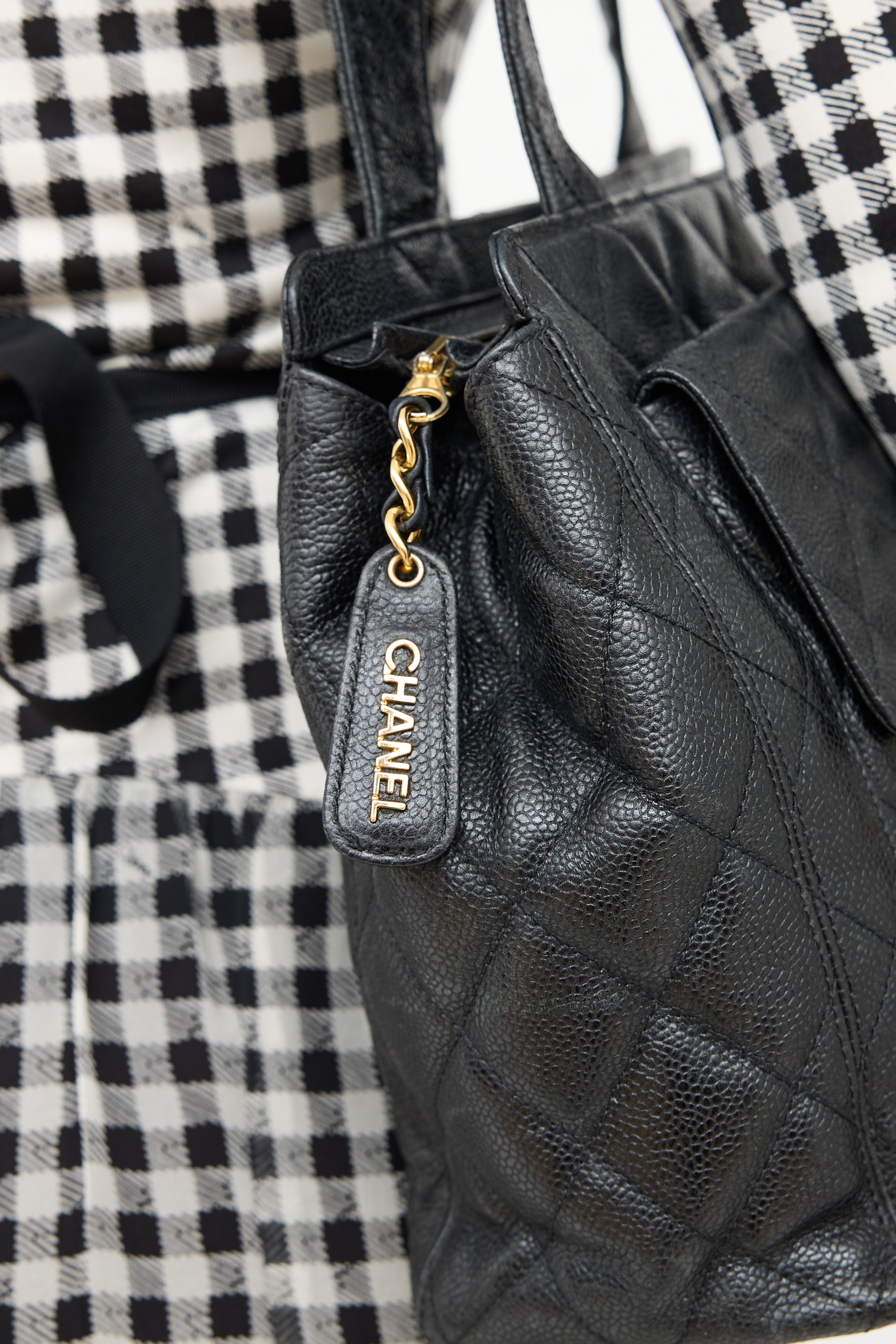 Chanel Pebbled Leather Tote Bag