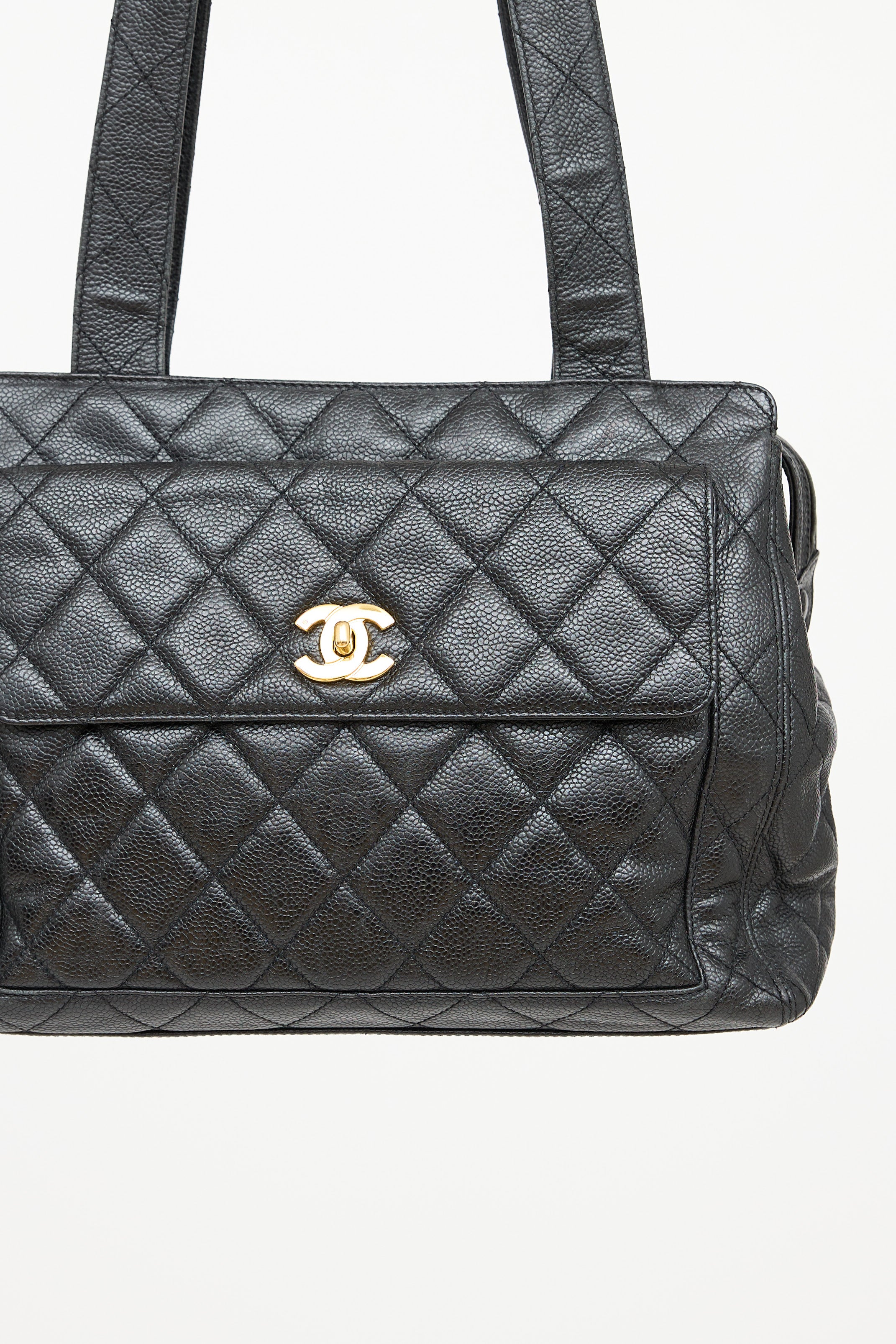 Chanel Pebbled Leather Tote Bag