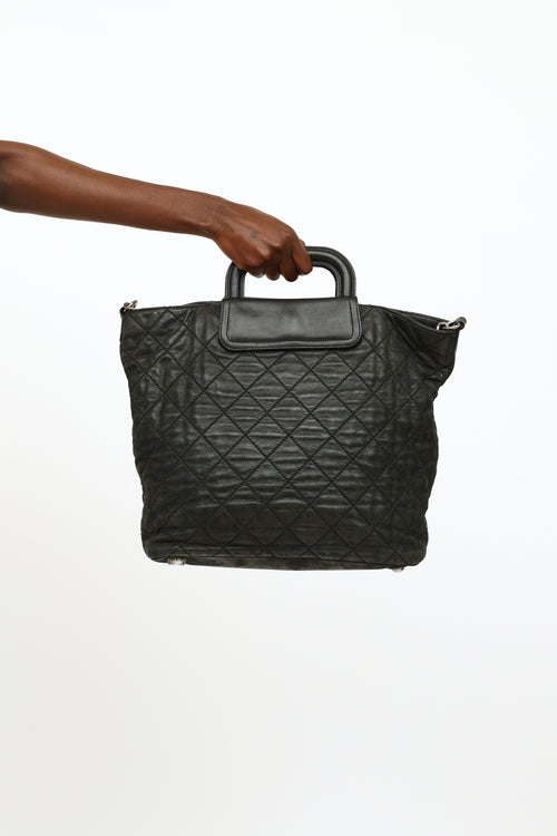 Black Iridescent In The Mix Leather Tote Bag