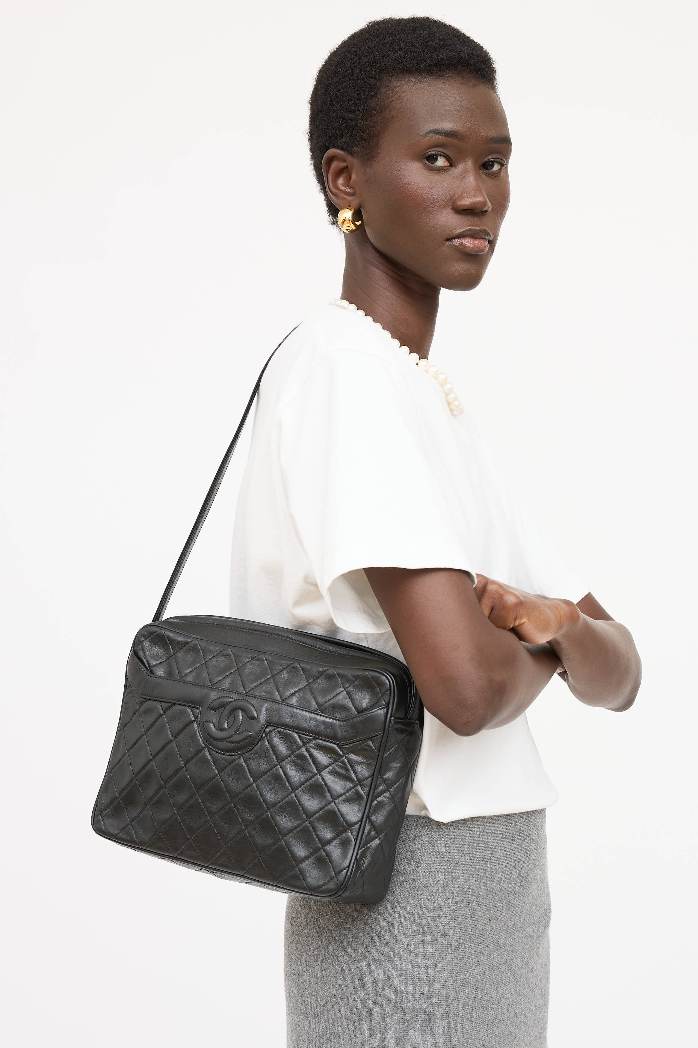 Chanel 1991 Leather Quilted Camera Bag