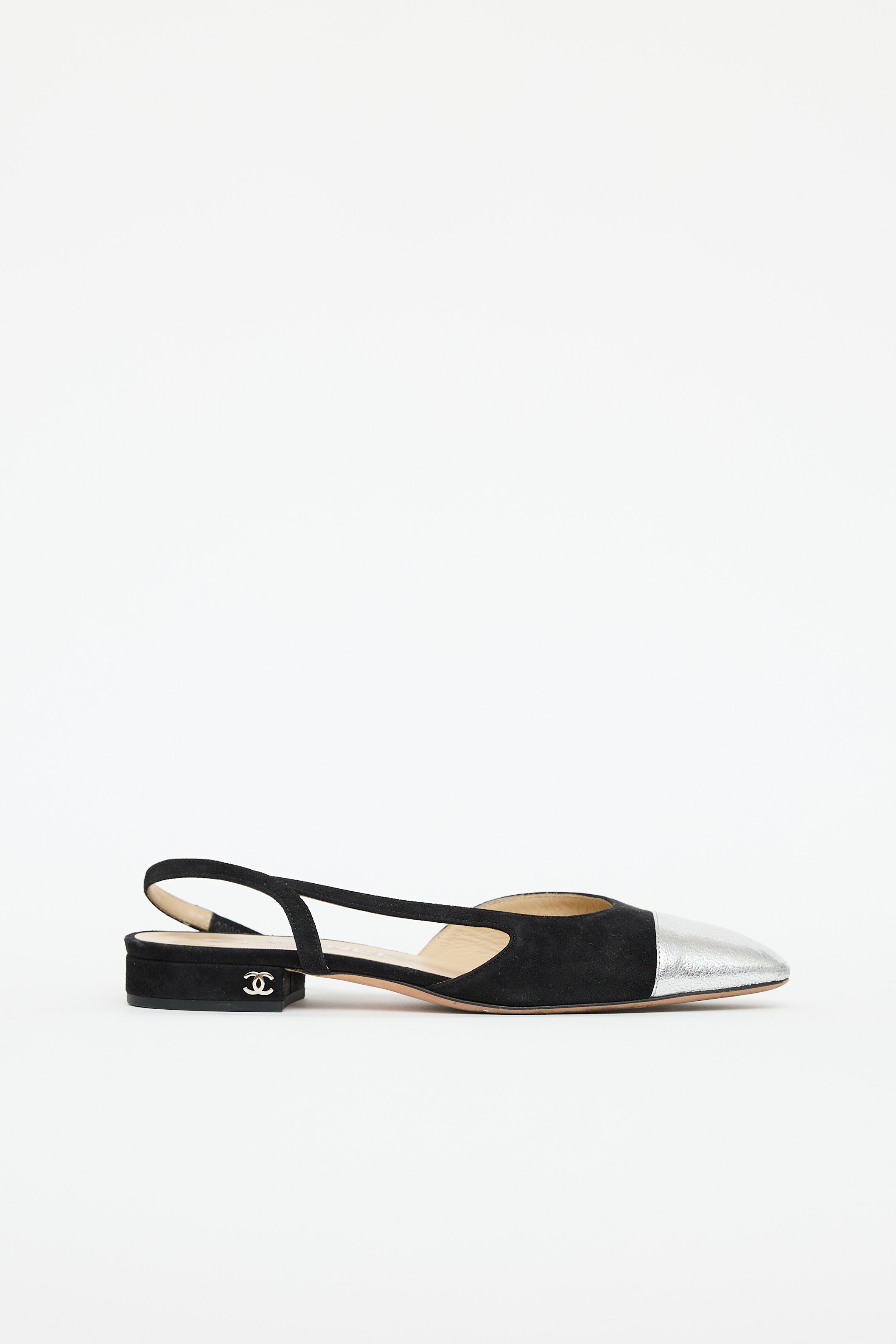 Chanel Suede & Leather Slingback Flat