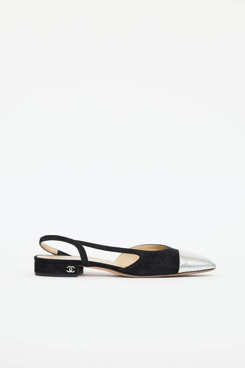 Chanel Suede & Leather Slingback Flat