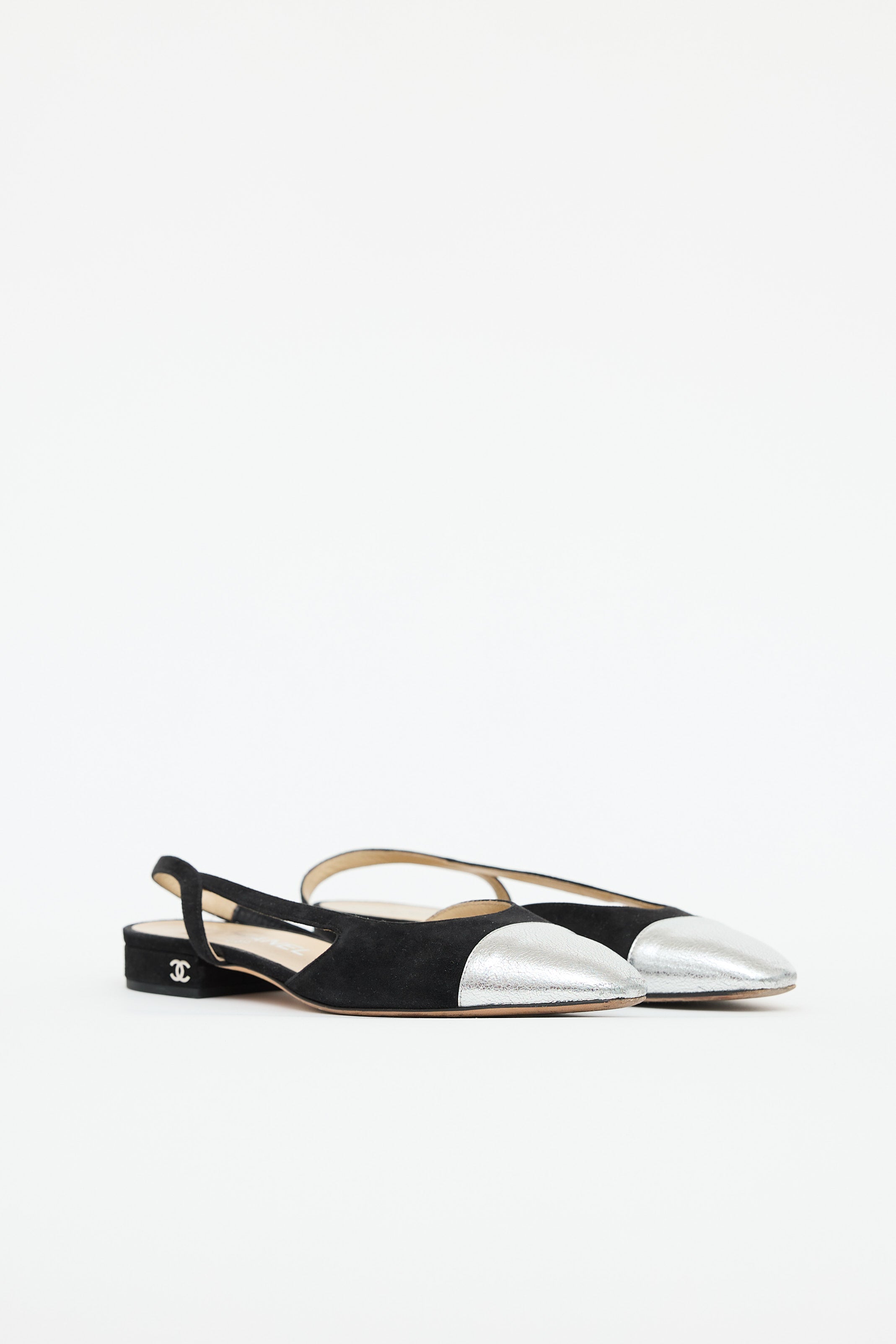 Chanel Suede & Leather Slingback Flat