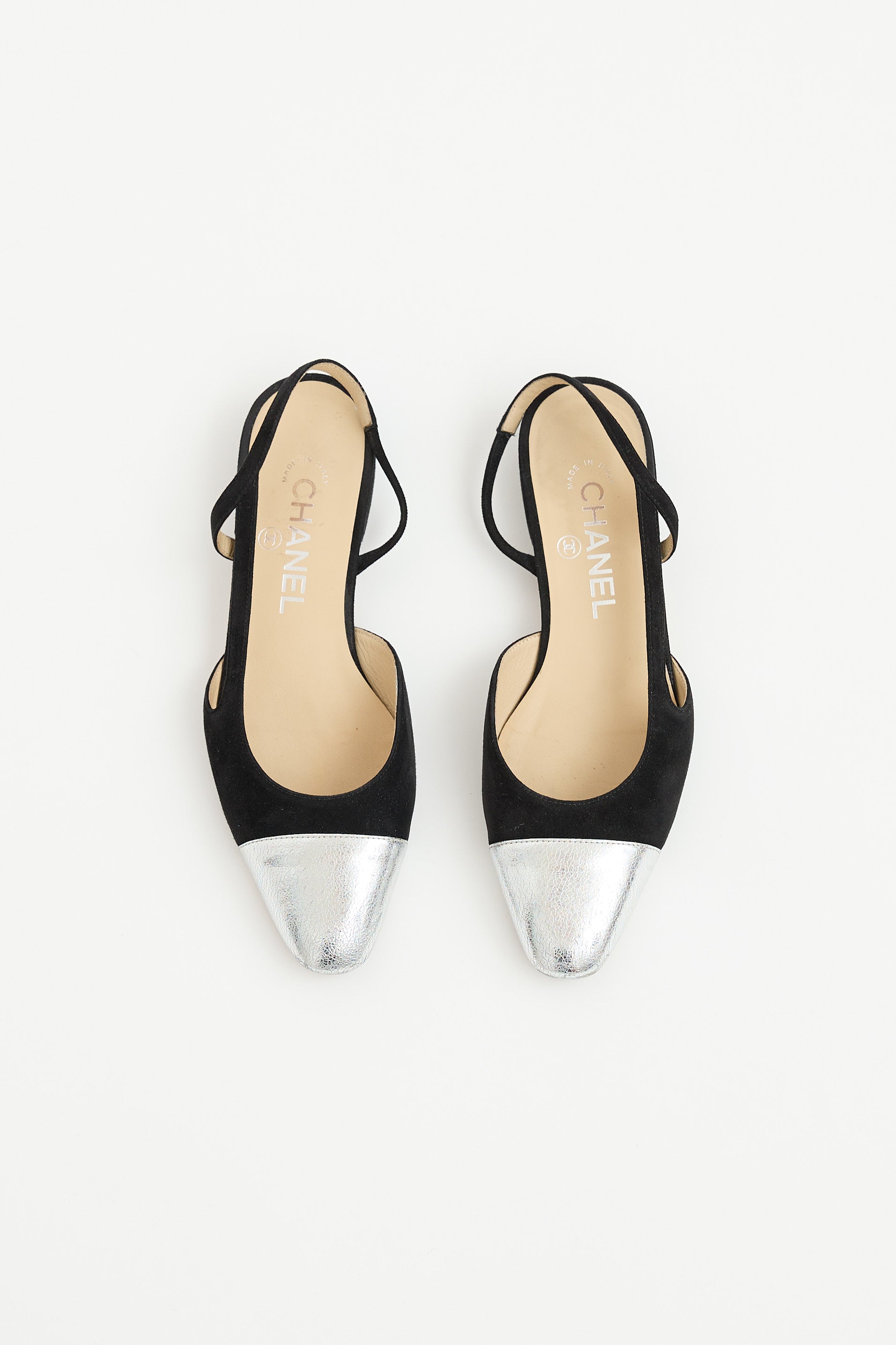 Chanel Suede & Leather Slingback Flat